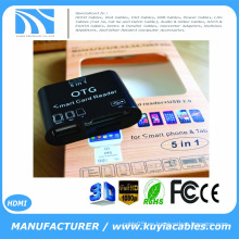 Nuevo 5 en 1 OTG Micro USB 2.0 lector de tarjetas SD para Samsung Galaxy S3 S4 Smartphone